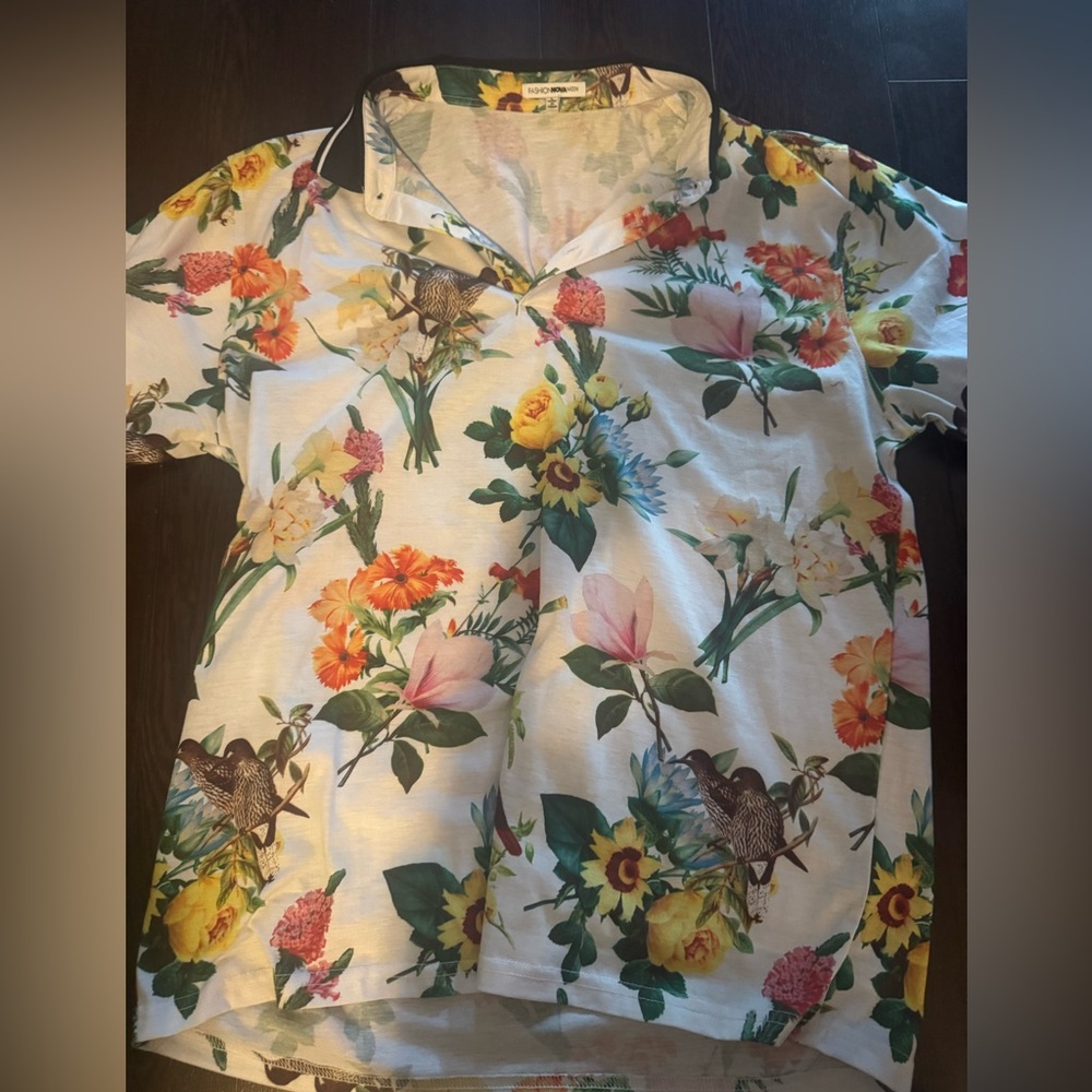 Fashion Nova Men Floral Multicolor Shirt